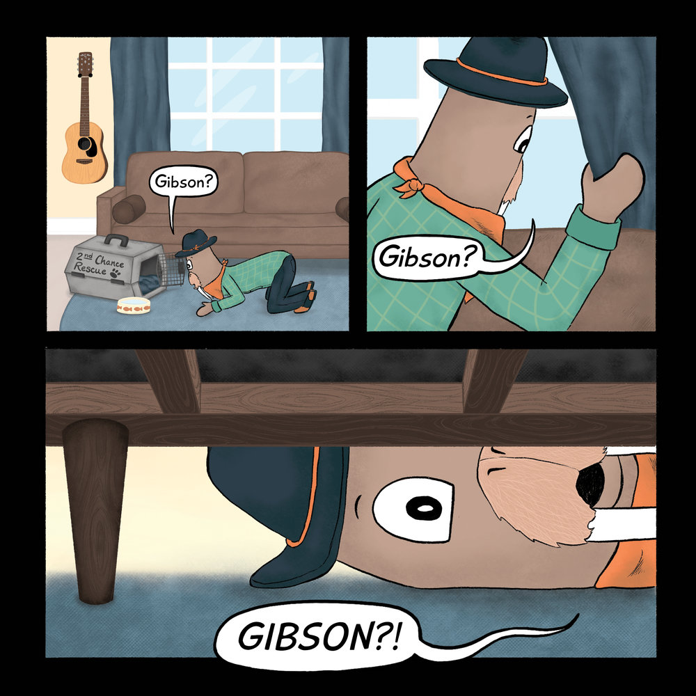 Tom suddenly can't find Gibson and looks everywhere